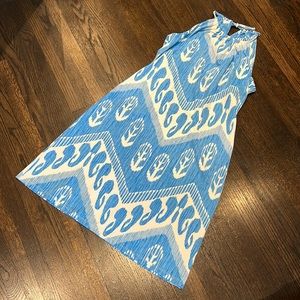 J.McLaughlin pullover halter dress size x-small blue & white